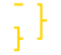 Weißes Icon zum Thema Planung mit der Darstellung eines Gantt-Charts bei dem die Verbindungen der einzelnen Elemente gelblich hervorgehoben sind.
